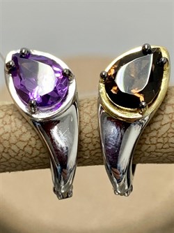 *Серьги Микс Аметист Дымчатый Кварц арт. С1345/Ag-607/41ПОЗ-492 вес 3,78 г - фото 242175