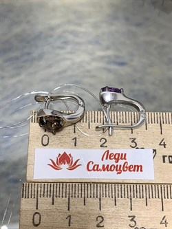 *Серьги Микс Аметист Дымчатый Кварц арт. С1345/Ag-607/41ПОЗ-492 вес 3,78 г - фото 242181