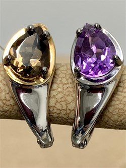 *Серьги Микс Аметист Дымчатый Кварц арт. С1345/Ag-607/41ПОЗ-492 вес 3,78 г - фото 242184