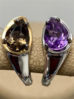 *Серьги Микс Аметист Дымчатый Кварц арт. С1345/Ag-607/41ПОЗ-492 вес 3,78 г - фото 242186