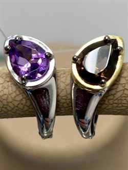 *Серьги Микс Аметист Дымчатый Кварц арт. С1345/Ag-607/41ПОЗ-492 вес 3,78 г - фото 242187