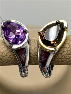 *Серьги Микс Аметист Дымчатый Кварц арт. С1345/Ag-607/41ПОЗ-492 вес 3,78 г - фото 242188