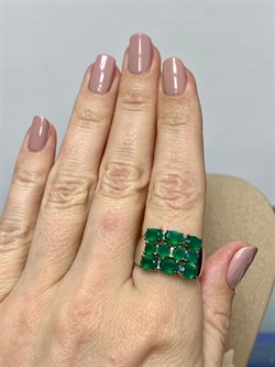 *Кольцо р.18,5 Зеленый Агат арт. К1028Ю/Ag-607/10-423 вес 3,78 г - фото 242191