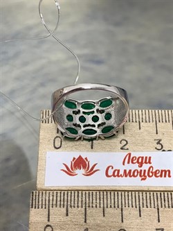 *Кольцо р.18,5 Зеленый Агат арт. К1028Ю/Ag-607/10-423 вес 3,78 г - фото 242194