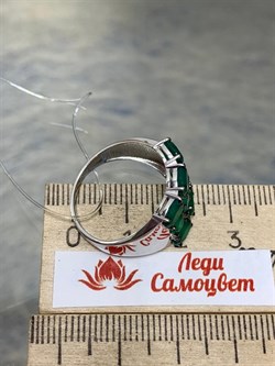 *Кольцо р.18,5 Зеленый Агат арт. К1028Ю/Ag-607/10-423 вес 3,78 г - фото 242196