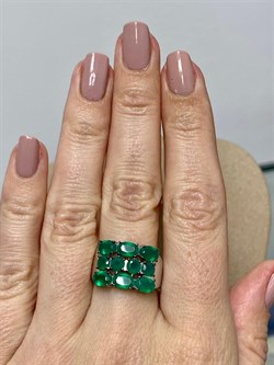 *Кольцо р.17,5 Зеленый Агат арт. К1028Ю/Ag-607/10-585 вес 3,74 г - фото 242210