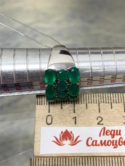 *Кольцо р.17,5 Зеленый Агат арт. К1028Ю/Ag-607/10-585 вес 3,74 г - фото 242212