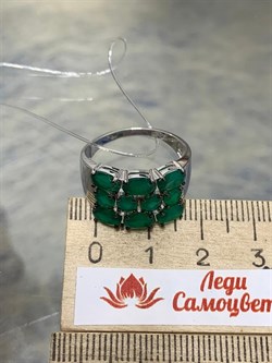 *Кольцо р.17,5 Зеленый Агат арт. К1028Ю/Ag-607/10-585 вес 3,74 г - фото 242214