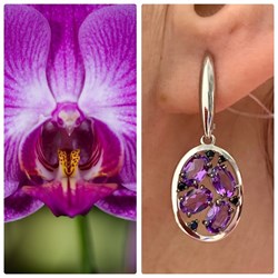 *Серьги Орхидея Аметист Урал арт. С1034Ю/Ag-607/1/14-336 вес 4,83 г - фото 242339