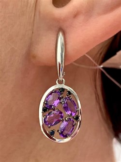 *Серьги Орхидея Аметист Урал арт. С1034Ю/Ag-607/1/14-336 вес 4,83 г - фото 242344