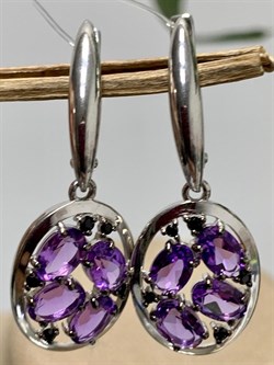 *Серьги Орхидея Аметист Урал арт. С1034Ю/Ag-607/1/14-336 вес 4,83 г - фото 242346