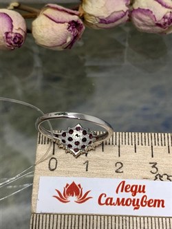 *Кольцо р.19 Орхидея Родолит Мозамбик арт. К1024Ю/Ag-607/9-576 вес 2,33 г - фото 243123