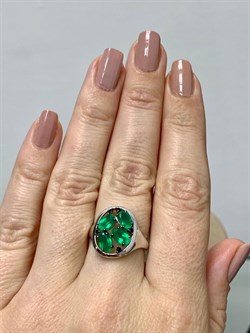 *Кольцо р.17,5 Зеленый Агат арт. К1034Ю/Ag-607/1/10-700 вес 2,43 г - фото 243329