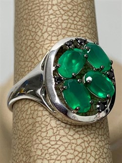 *Кольцо р.17,5 Зеленый Агат арт. К1034Ю/Ag-607/1/10-700 вес 2,43 г - фото 243335