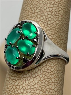 *Кольцо р.18,5 Зеленый Агат арт. К1034Ю/Ag-607/1/10-879 вес 2,52 г - фото 243391