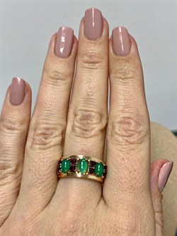 *Кольцо р.17,5 Микс Зеленый Агат Гранат Мозамбик арт. К1036Ю/Ag-607/10/11/ПОЗ-440 вес 3,1 г - фото 243458