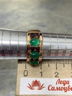 *Кольцо р.17,5 Микс Зеленый Агат Гранат Мозамбик арт. К1036Ю/Ag-607/10/11/ПОЗ-440 вес 3,1 г - фото 243460