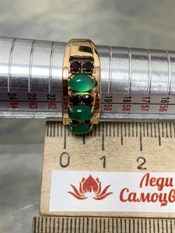 *Кольцо р.19,5 Микс Зеленый Агат Гранат Мозамбик арт. К1036Ю/Ag-607/10/11/ПОЗ-461 вес 3,3 г - фото 243469