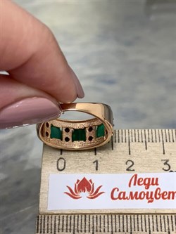 *Кольцо р.19,5 Микс Зеленый Агат Гранат Мозамбик арт. К1036Ю/Ag-607/10/11/ПОЗ-461 вес 3,3 г - фото 243470