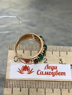 *Кольцо р.19,5 Микс Зеленый Агат Гранат Мозамбик арт. К1036Ю/Ag-607/10/11/ПОЗ-461 вес 3,3 г - фото 243472
