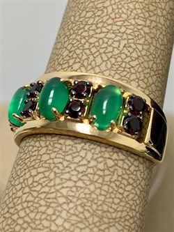 *Кольцо р.19,5 Микс Зеленый Агат Гранат Мозамбик арт. К1036Ю/Ag-607/10/11/ПОЗ-461 вес 3,3 г - фото 243473