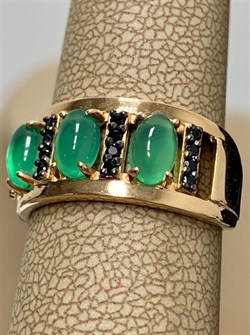 *Кольцо р.17,5 Микс Зеленый Агат Черный Фианит арт. К1037Ю/Ag-617/10/ПОЗ-509 вес 3,26 г - фото 243482 *Кольцо р.17,5 Микс Зеленый Агат Черный Фианит арт. К1037Ю/Ag-617/10/ПОЗ-509 вес 3,26 г - фото 243482