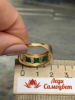 *Кольцо р.18,5 Микс Зеленый Агат Черный Фианит арт. К1037Ю/Ag-617/10/ПОЗ-487 вес 3,02 г - фото 243561