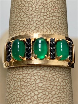 *Кольцо р.19,5 Микс Зеленый Агат Черный Фианит арт. К1037Ю/Ag-617/10/ПОЗ-528 вес 3,04 г - фото 243585 *Кольцо р.19,5 Микс Зеленый Агат Черный Фианит арт. К1037Ю/Ag-617/10/ПОЗ-528 вес 3,04 г - фото 243585