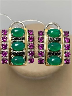 *Серьги Орхидея Зеленый Агат Родолит арт. С1038Ю/Ag-607/1/9/10/ПОЗ-515 вес 6,81 г - фото 243685 *Серьги Орхидея Зеленый Агат Родолит арт. С1038Ю/Ag-607/1/9/10/ПОЗ-515 вес 6,81 г - фото 243685