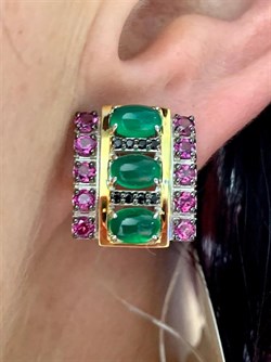 *Серьги Орхидея Зеленый Агат Родолит арт. С1038Ю/Ag-607/1/9/10/ПОЗ-515 вес 6,81 г - фото 243687 *Серьги Орхидея Зеленый Агат Родолит арт. С1038Ю/Ag-607/1/9/10/ПОЗ-515 вес 6,81 г - фото 243687