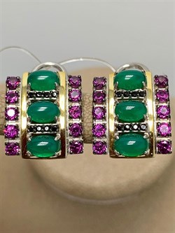 *Серьги Орхидея Зеленый Агат Родолит арт. С1038Ю/Ag-607/1/9/10/ПОЗ-515 вес 6,81 г - фото 243692 *Серьги Орхидея Зеленый Агат Родолит арт. С1038Ю/Ag-607/1/9/10/ПОЗ-515 вес 6,81 г - фото 243692