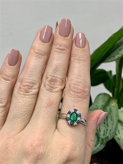 *Кольцо р.18,5 Зеленый Агат арт. К1268/Ag-617/10-459 (вес около 2,1-2,3 г) - фото 243696