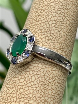 *Кольцо р.18,5 Зеленый Агат арт. К1268/Ag-617/10-459 (вес около 2,1-2,3 г) - фото 243699