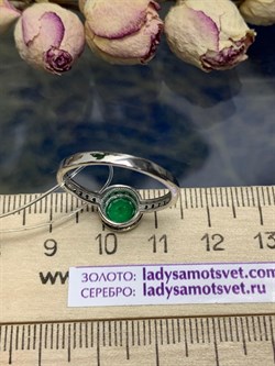 *Кольцо р.18,5 Зеленый Агат арт. К1269/Ag-617/10-900 (вес около 1,91 г) - фото 243711