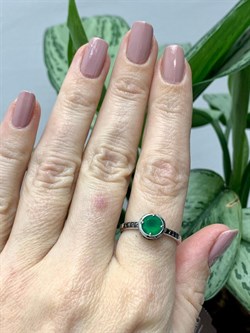 *Кольцо р.18,5 Зеленый Агат арт. К1269/Ag-617/10-900 (вес около 1,91 г) - фото 243713