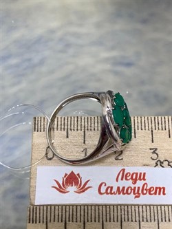 *Кольцо р.19 Зеленый Агат Урал арт. К1035Ю/Ag-607/10-169 вес 2,94 г - фото 243720
