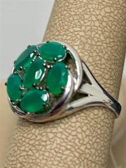 *Кольцо р.19 Зеленый Агат Урал арт. К1035Ю/Ag-607/10-169 вес 2,94 г - фото 243721