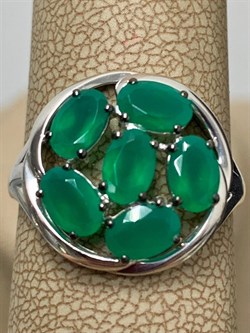 *Кольцо р.19 Зеленый Агат Урал арт. К1035Ю/Ag-607/10-169 вес 2,94 г - фото 243722