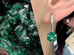 *Серьги Зеленый Агат арт. С1025Ю/Ag-607/10-407 вес 4,63 г - фото 243805