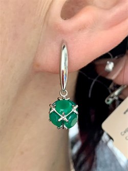 *Серьги Зеленый Агат арт. С1025Ю/Ag-607/10-407 вес 4,63 г - фото 243806