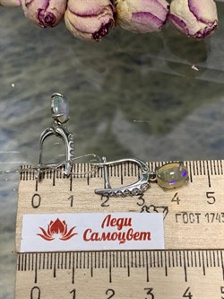 *Серьги  Опал Эфиопия арт. С1364Ю/Ag-617/5-908 вес 3,7 г - фото 243829