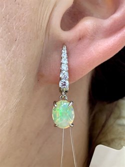 *Серьги Опал Эфиопия арт. С1364Ю/Ag-617/5-006 вес 3,74 г - фото 243835