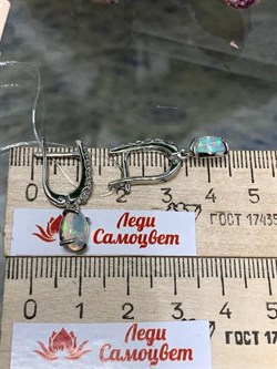 *Серьги Опал Эфиопия арт. С1364Ю/Ag-617/5-457 вес 3,58 г - фото 243859