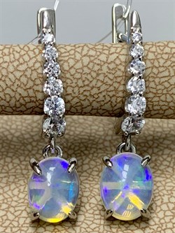 *Серьги Опал Эфиопия арт. С1364Ю/Ag-617/5-471 вес 3,65 г - фото 243873