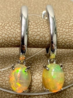 *Серьги Опал Эфиопия арт. С1365Ю/Ag-607/5-097 вес 3,35 г - фото 243941