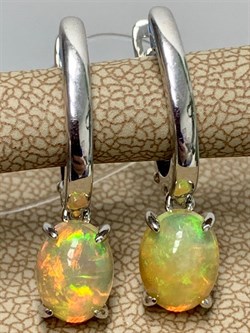 *Серьги Опал Эфиопия арт. С1365Ю/Ag-607/5-097 вес 3,35 г - фото 243942