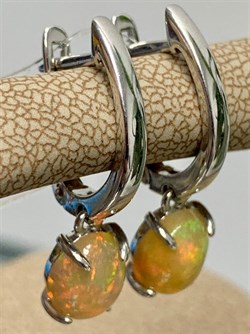 *Серьги Опал Эфиопия арт. С1365Ю/Ag-607/5-097 вес 3,35 г - фото 243943