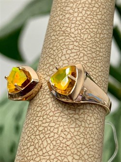 *Кольцо р.18 Желтый Опал Эфиопия арт. К1156Ю/Ag-607/5ПОЗ-616 вес 2,83 г - фото 243950