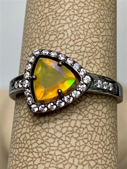 *Кольцо р.19 Желтый Опал арт. К1147Ю/Ag-617/5-704 вес 2,19 г - фото 243955