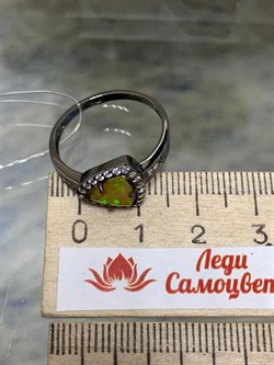 *Кольцо р.19 Желтый Опал арт. К1147Ю/Ag-617/5-704 вес 2,19 г - фото 243961